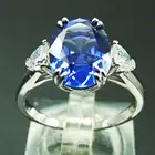 Tanzanite Ring Oval Blue Tanzanite Diamond Engagement Ring 925 Silver Tanzanite Jewelry