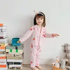 Cotton Pajamas Set Manufacturers Direct Selling Mei Red Color Strawberries Pattern Children's Baby Cotton Pajamas Set