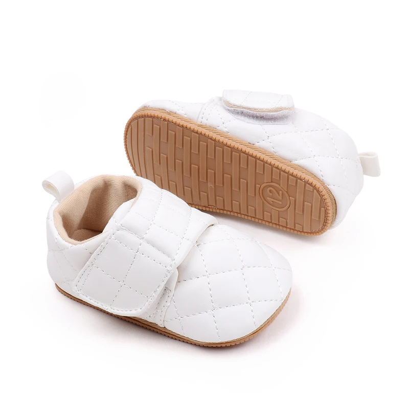 Spring and Autumn Solid Color Diamond Lattice Soft Sole Non-slip Baby Walking Shoes for Girls details