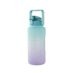 2023 Hot sell Large Capacity 2000ml Colorful Gradient Bottles Eco-friendly Sports Bottles Plastic Water Bottles with Lid straw