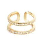 Gold Pave Ring Fashion Jewelry Vermeil Gold Plated 925 Sterling Silver Pave Cz Diamond Double Open Ring