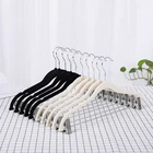 Shirt Wholesale Custom Set Heavy Duty Space Saving Non Slip Dress Shirt Suit Clothes Black Flocked Velvet Hangers