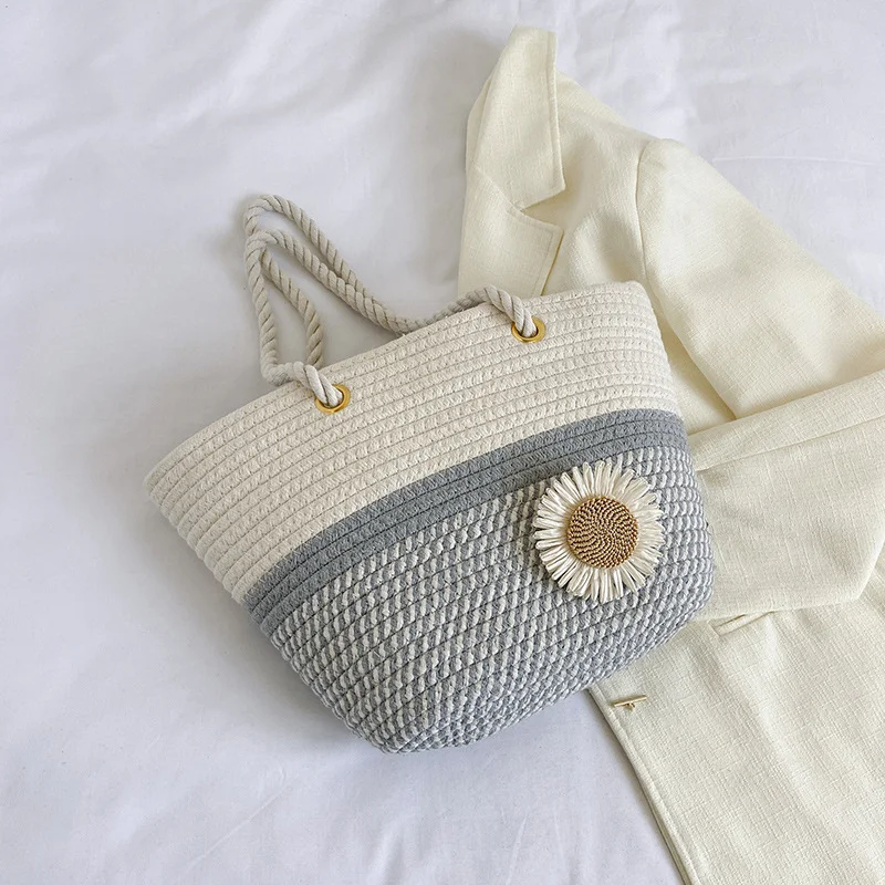 HUAYI 2024 New Cotton rope braided color customized Hand-woven bag