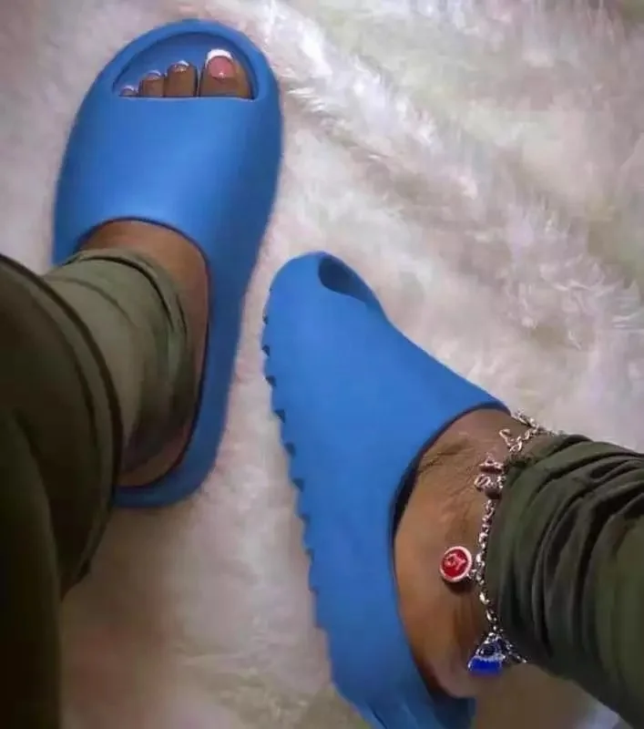 new blue yeezy slides