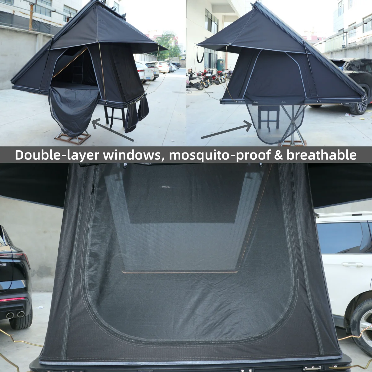 2.1M 320g Polyester Cotton 210*132cm Aluminum Hard Shell Roof Top Tent for Offroad Camping