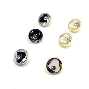 factory new design lead free 12mm small shirt shank button with heart shape decoration metal button