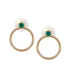 Gold Jewelry 14k Earrings Goldearrings Japan Gold Jewelry Emerald Real 18K 14K Gold Hoop Earrings