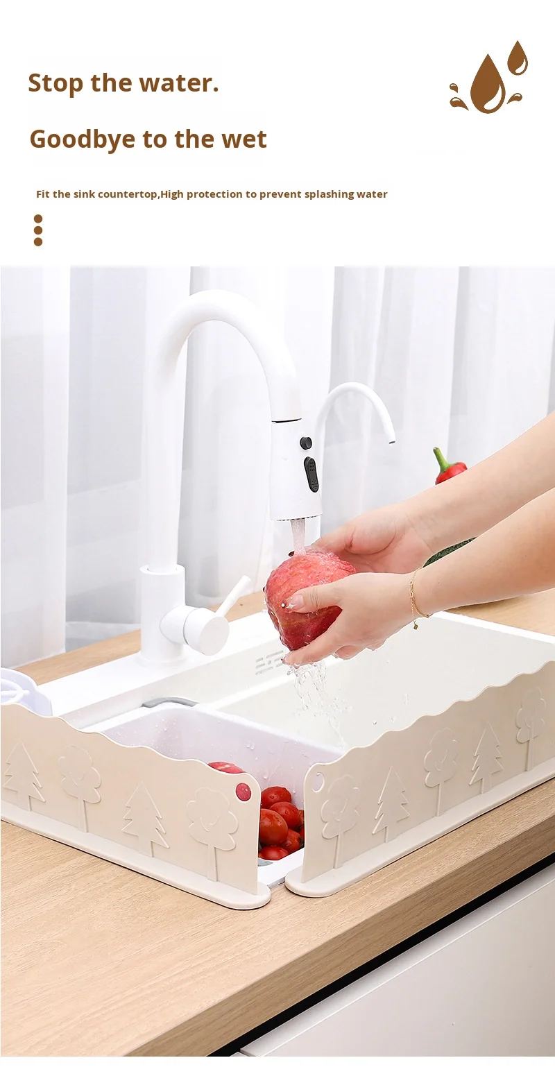 Modern Anti-Splash Silicone Guard for Kitchen Sink Countertop Water Barrier Wash Basin Edge Splash Guard for Vegetables Tools manufacture