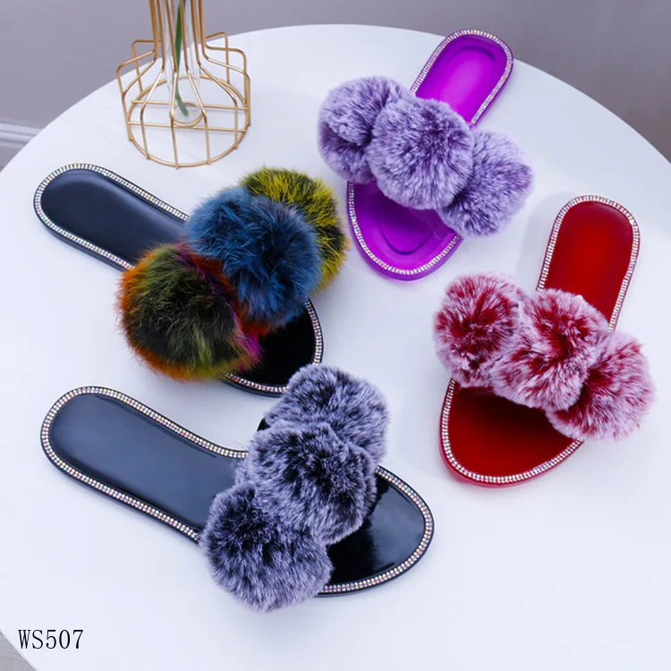 Zapatillas De Piel Para Mujer,Sandalias Mullidas Peludas Al Por Mayor - Buy  Venta Al Por Mayor Zapatillas De Piel,Las Mujeres Borrosa Suave Sandalias,Zapatillas  De Mujer Product on Alibaba.com