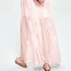 Pink 2021 New Design Pink Simple Fairy Style Lace V-neck Dress Hollowed-out Long Dress Embroidered Dress In Summer