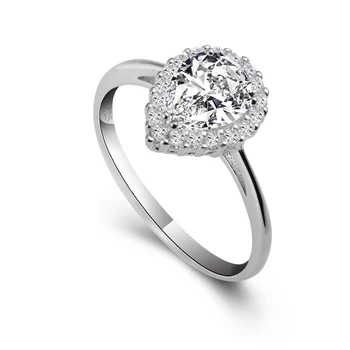 2022 New Fashion High Quality Custom Classic Wedding Anillos De Plata 925 Pearl Diamond Drop Shape Diamond Cz Ring