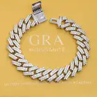 Mens Hip Pop Jewelry Cuban Chain Necklace Solid 925 Sterling Silver Iced Out VVS Moissanite Cuban Chain Necklace