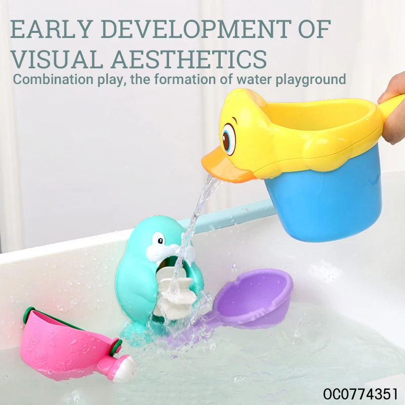 Wholesale lovely water ladle bucket custom duck toddler baby bath toys