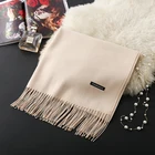 Scarf Winter Cashmere Woolen Scarf Pure Color Scarf With Tassel Scarf