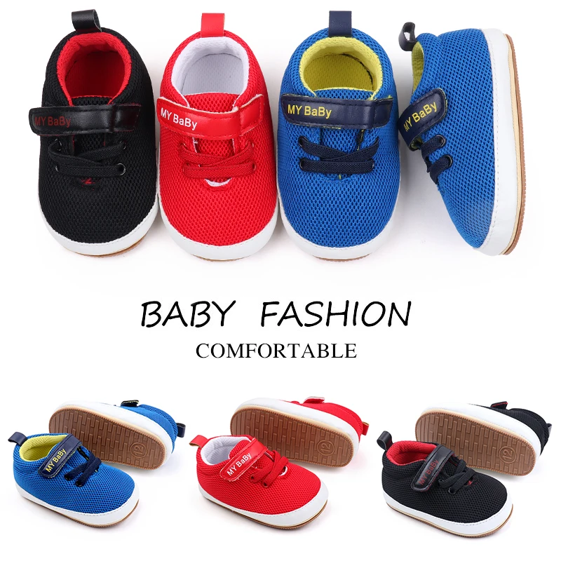 New Arrival Spring& Autumn air Sport Soft TPR Outsole Mesh Material Baby Shoes for Girls and Boys manufacture