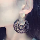 Earrings Black Statement Big Dangle Earrings Long Earrings For Women Hollow Black Large Circle Drop Earrings