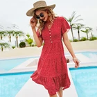 Plain Dresses Tendy Summer Casual Ruched Flowy Short Sleeve Loose Plain Empire Waist Midi Tshirt Dresses
