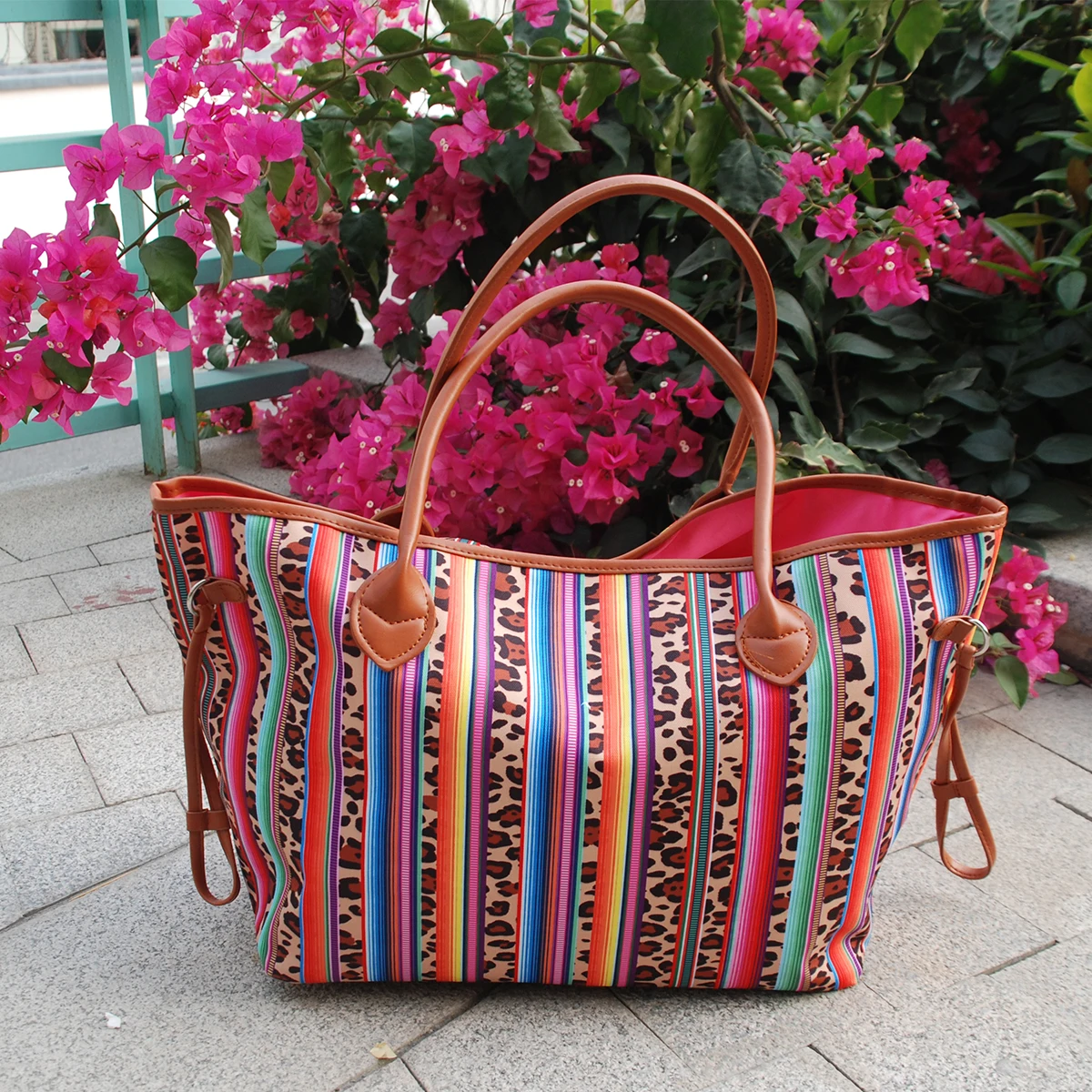 leopard serape tote