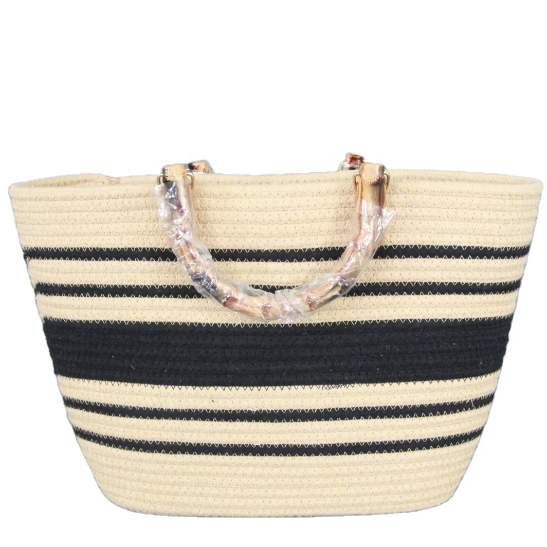 Cotton Rope Woven Summer Beach Bag Soft  Handmade Large Straw Tote Bag Women's Macrame bag