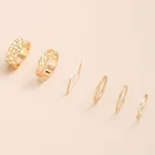 Alloy Ring Factory Low Price Wholesale Ladies Golden Alloy Square Chain Width 6 Pieces Ring Set