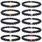 Wooden Beads Fashion Men's Bracelets Beaded Natural Volcanic Stone Bracelet Wooden Beads Simple Jewelry