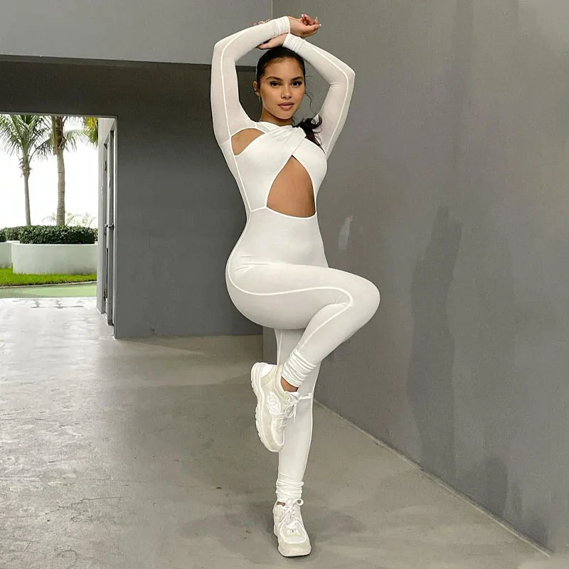 white workout jumpsuit