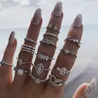 Boho/hippie Rings Set Geometric Rings Shiny Antiques Finger Ring For Women's Fashion Crystal Personality Jewelry