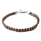 Bracelet Stainless Steel String With Charm Beaded Unisex Personalized IP Brown Steel Bead Bracelet Jewelry