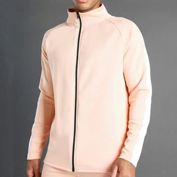 ECBC Men sportswear fitness apparel Cotton peach orange active tracksuits zip up jacket Sweatsuits