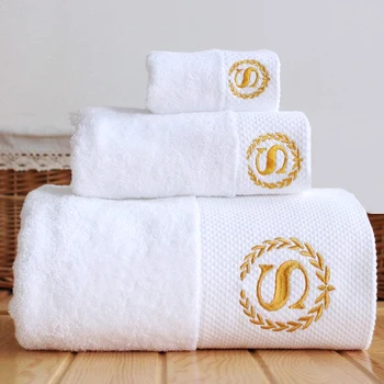 Custom Logo Luxury hand face white towel set quality hotel 100% cotton bath towels for hotel