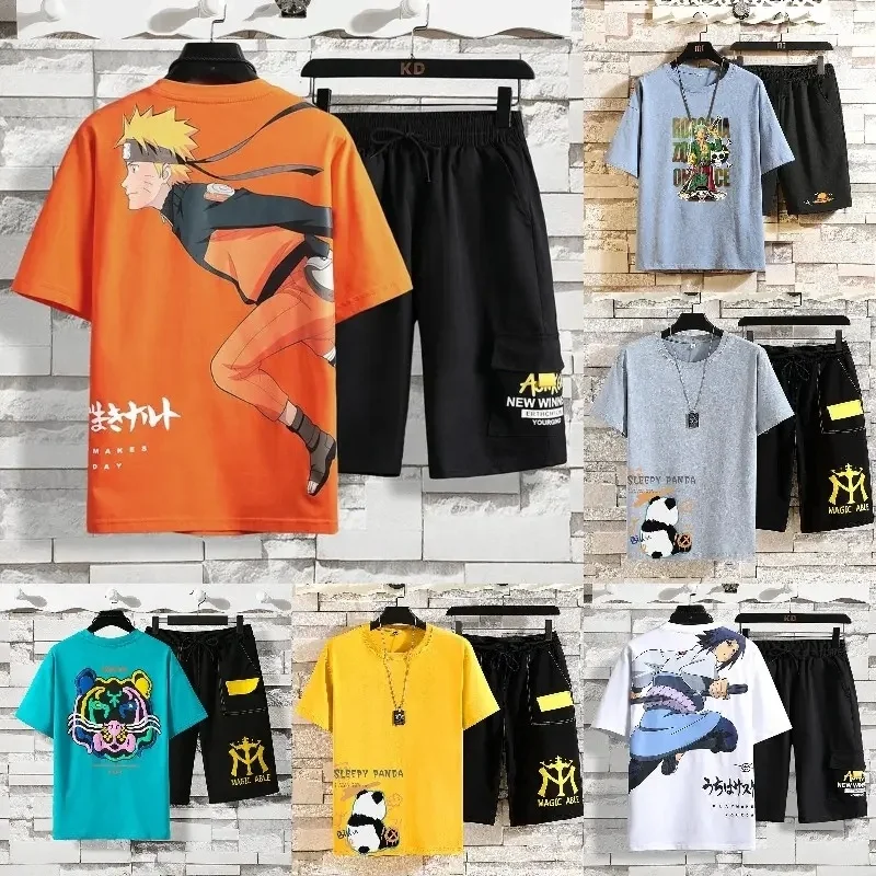 2024 Wholesale summer new arrival polyester jogging sportswear and short 2-piece shorts men's T-shirts