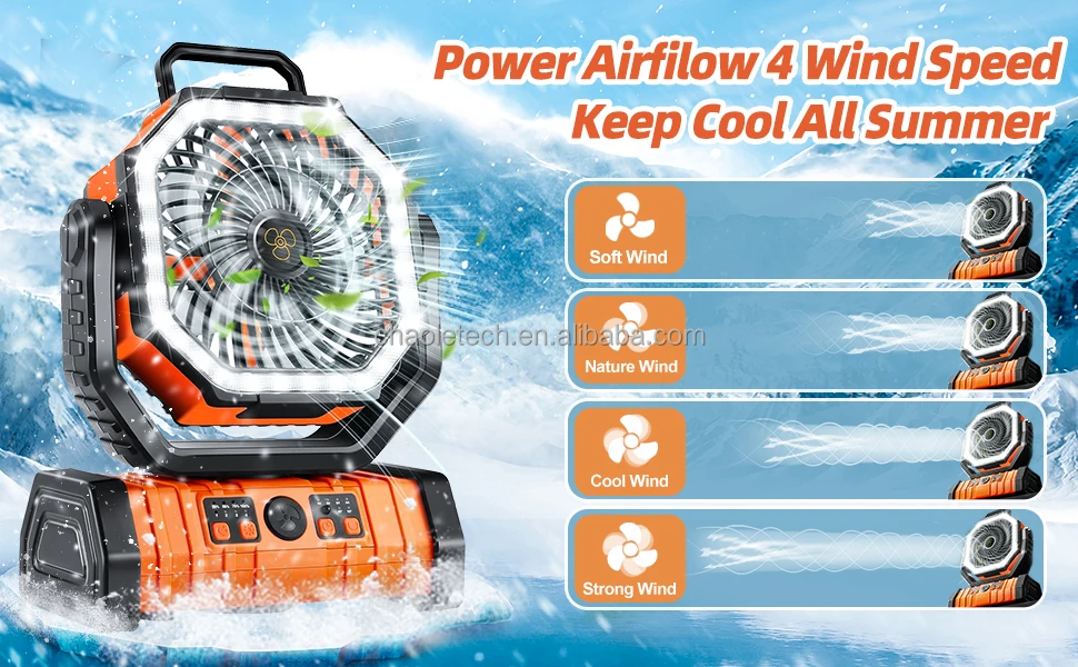 Table Fan, F6, Portable, USB, LED - detail 4