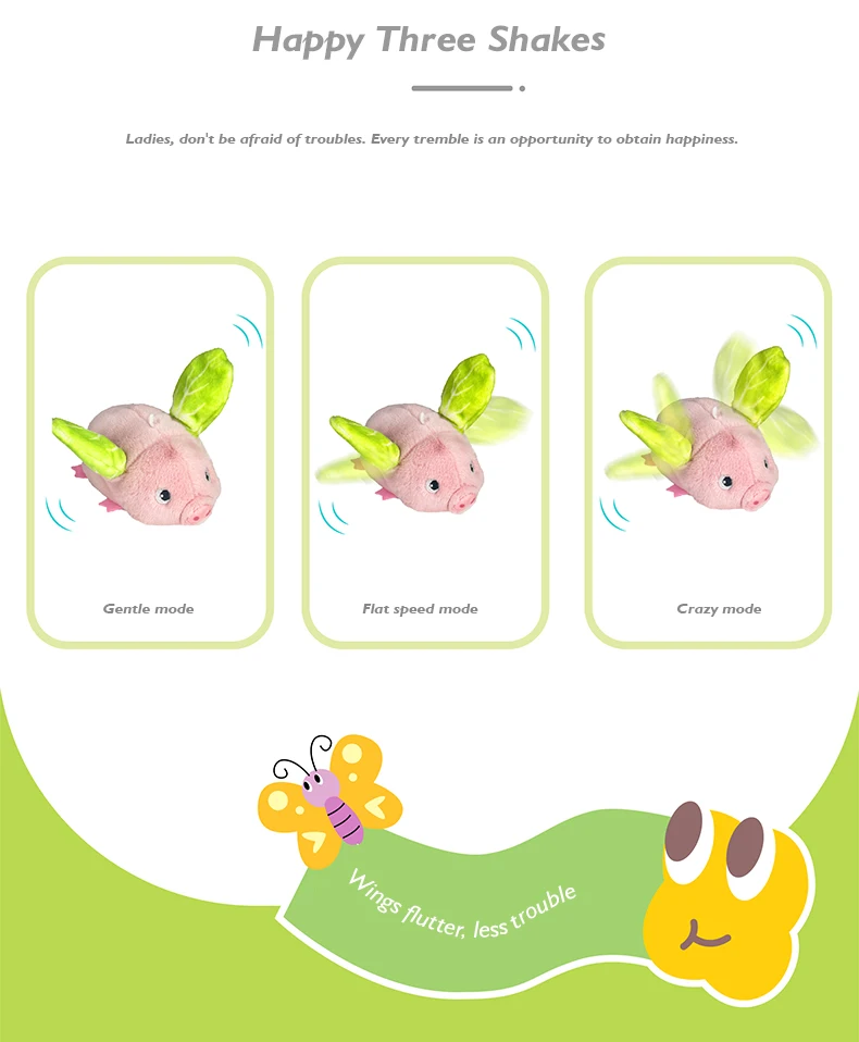 New Hot Selling Pig-shaped Plush Electric Toy with Flapping wings and Making Sounds USB Charging Cat Toy Pet Products manufacture