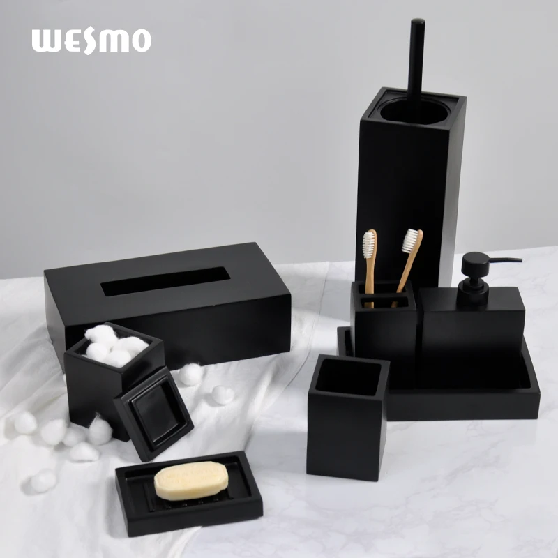 Simple black Nordic style bathroom set accessories Soap dish tray decoration resin bathroom accessory set