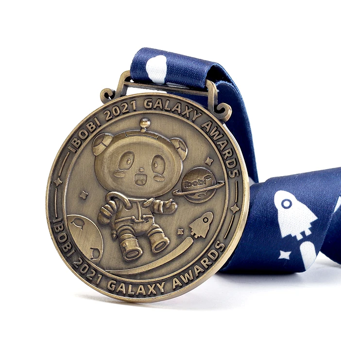 Custom 3D Cute Panda Cartoon Bronze 3D Blank Sports Medals Die Casting Metal Crafts for Award Competition supplier