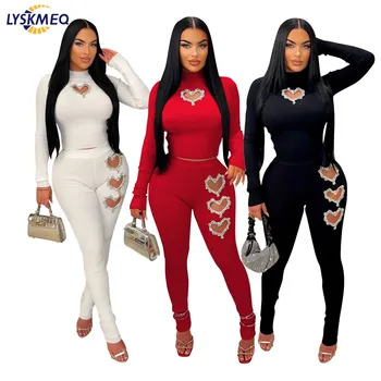 Spring Women's Casual Knitting Solid Color Long Tracksuit Jogging Suit Lounge Wear leggings Two Piece Stretchy Workout Pant Set