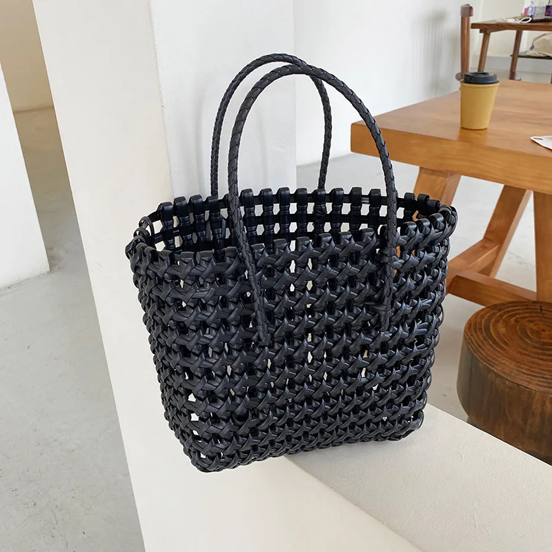 PVC woven bag shopping basket colorful waterproof beach plastic flower vase handbag summer luxury bags for women beach