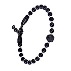 African Bead High Quality Men Jewelry African Lava Stone Stainless Steel Chain Link Bead Bracelets Bangles