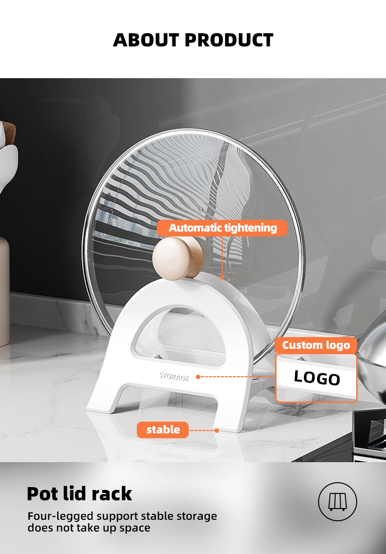 Wannuo Stylish Minimalist Pot Lid Rack Sturdy Pot Lid & Cutting Board Rack Automatic Clamping Lid Rack supplier