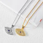 Rhinestone Trendy Statement Classic Evil Eye Clear Blue Crystal Rhinestone Stainless Steel Pendant Necklace