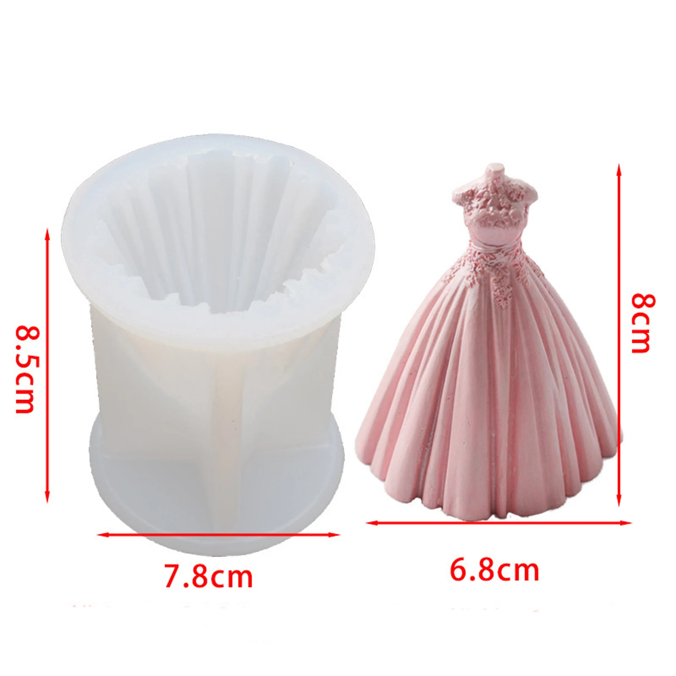 Diy Silicone Wedding Dress Mold Candle Resin Making Mold Soap Craft Plaster Wax Aroma Mould Fondant Cake Chocolate Baking Molds