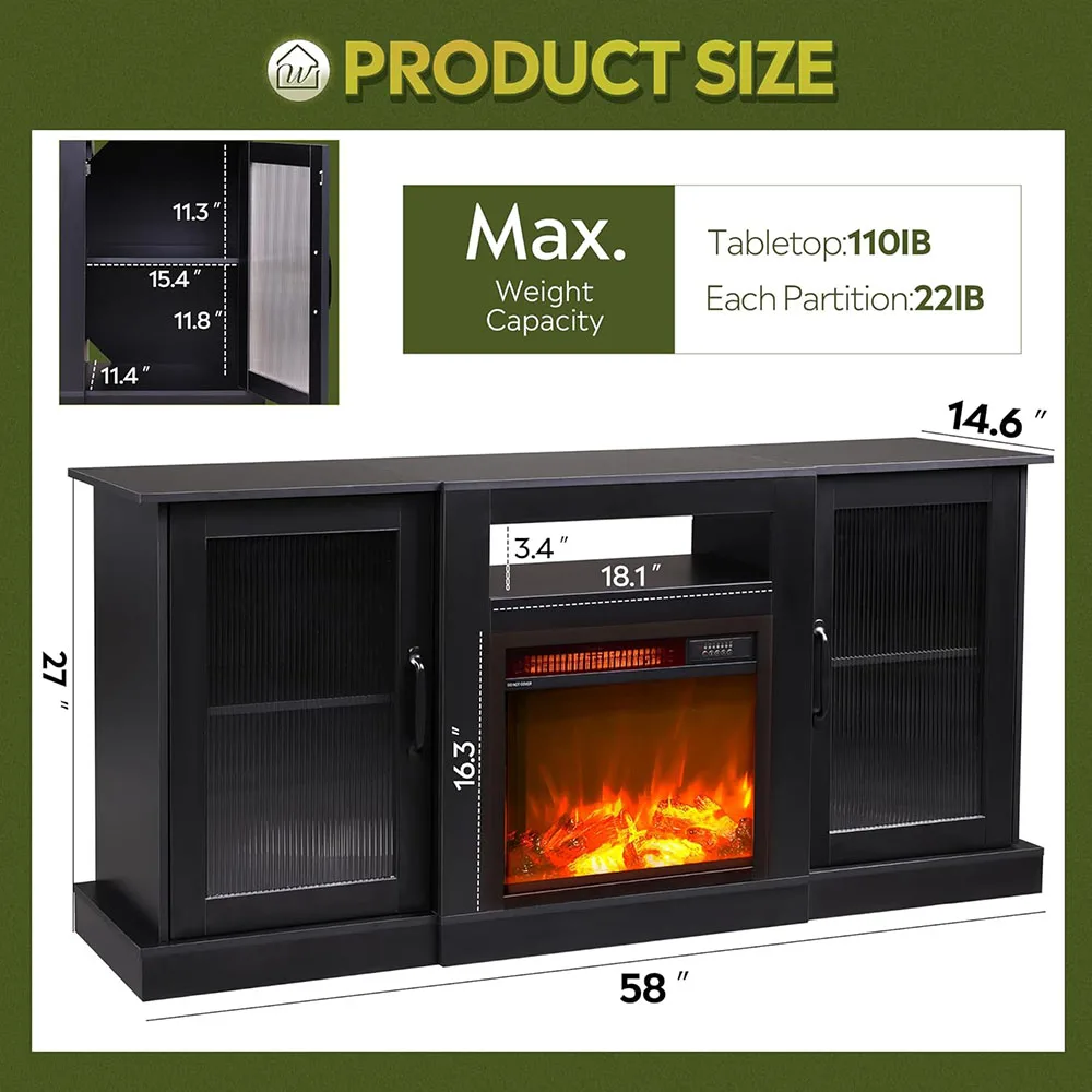 Modern Electric Fireplace TV Stand Entertainment Center with Open Shelves for Home Living Room factory