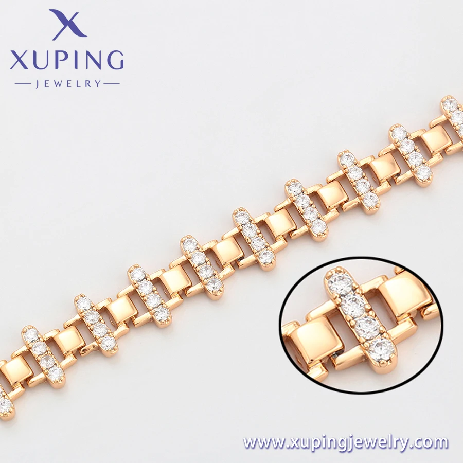 S00007479 xuping Men's Bracelet Hip Hop Style Bamboo Bicycle Chain Copper Alloy Inlaid Artificial Zircon Heavy bracelet