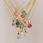 Charms Diamond 18k Gold Gemnel Birthstone Charms Rainbow Diamond Pendant 925 Silver 18k Gold Plated Necklace