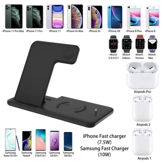 Universal 3 in 1 15W Fast Charging Pad Quick Charge Wireless Charger for iPhone iWatch Airpods