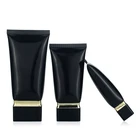 Tube Oval 35-80ml Black Soft Airless Face Wash Tube With Gold Flip Top Oval Shape Lid For Face Cleanser