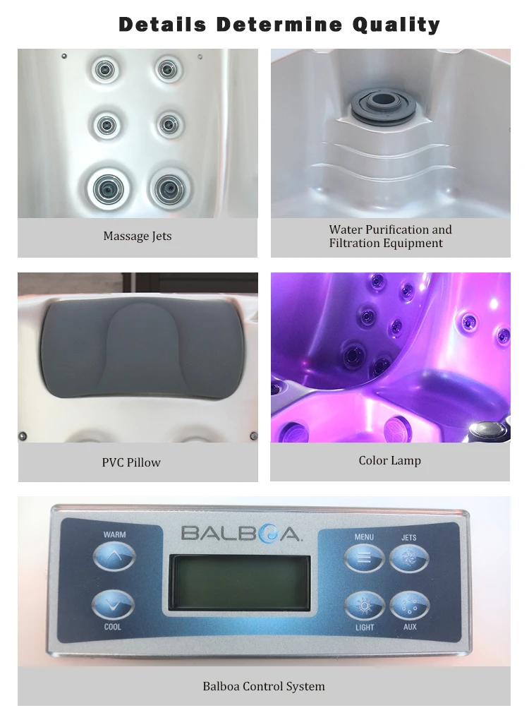 Modern Design Outdoor Garden Acrylic Whirlpool Spa Tub with 850L Water Capacity and 5 Years Warranty