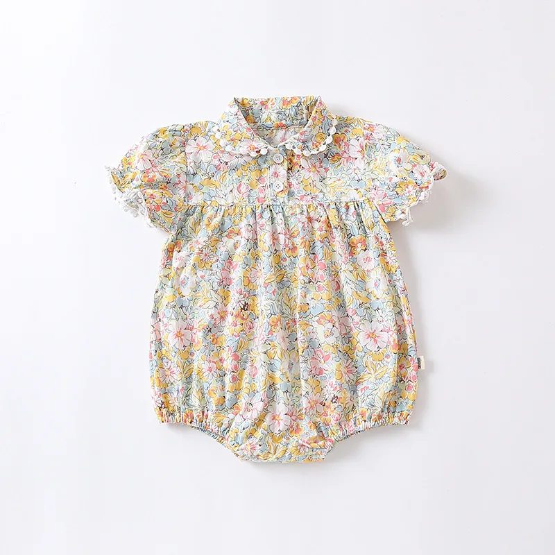 Youcheng kids RTS newborn baby infant rompers clothes sets kids summer suits princess girls floral romper bodysuit