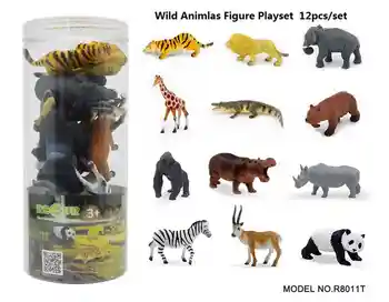 Wild Animals Tiger Play Set Toy Tube Set Educational Jungle Animals Toy Set Box Kids Figures Gift
