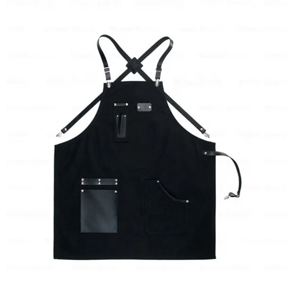 Mulit Packet Barber Apron With Leather Pocket and Shoulder strap  Work Tool or Antifouling Barber Apron